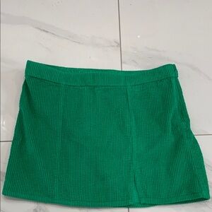 Green Ribbed Mini  Skirt for Cocktail